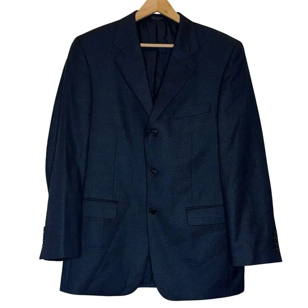 Donald J. Trump Navy Blue Blazer Mens Wool Silk Blend 40R Mens President of US